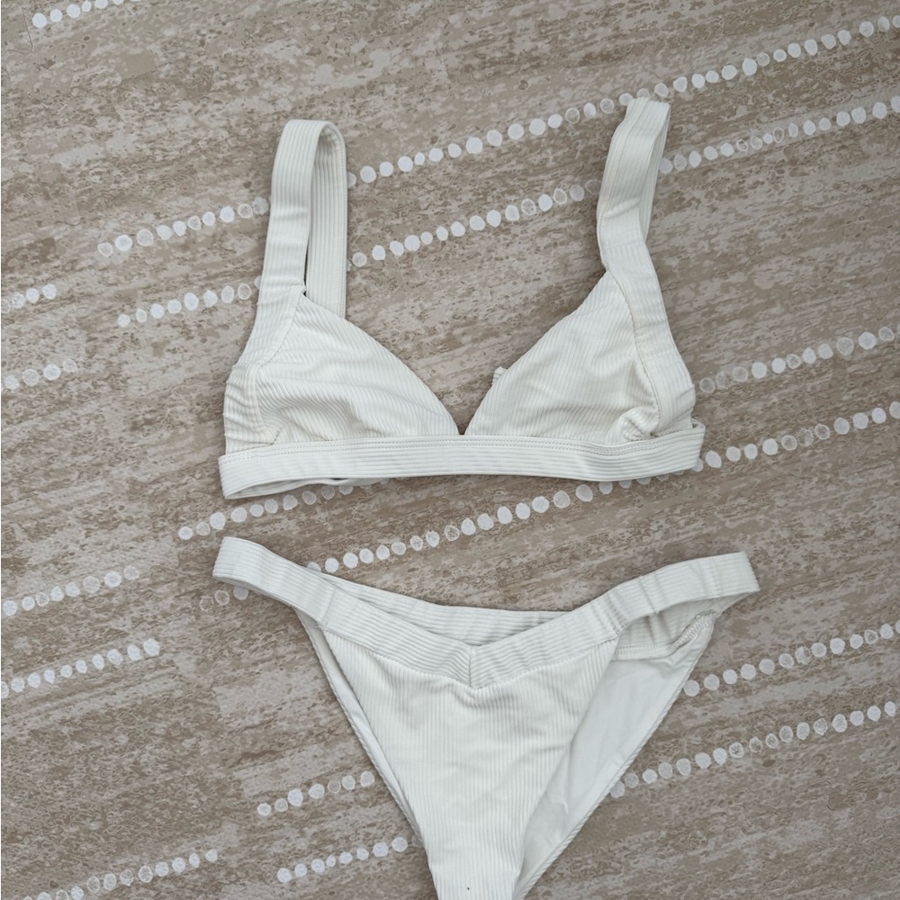 Frankie's Bikinis White Triangle Bikini Set